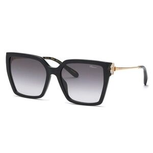 New! Chopard SCH371V 0700 Black Happy Hearts Women Sunglasses, Authentic